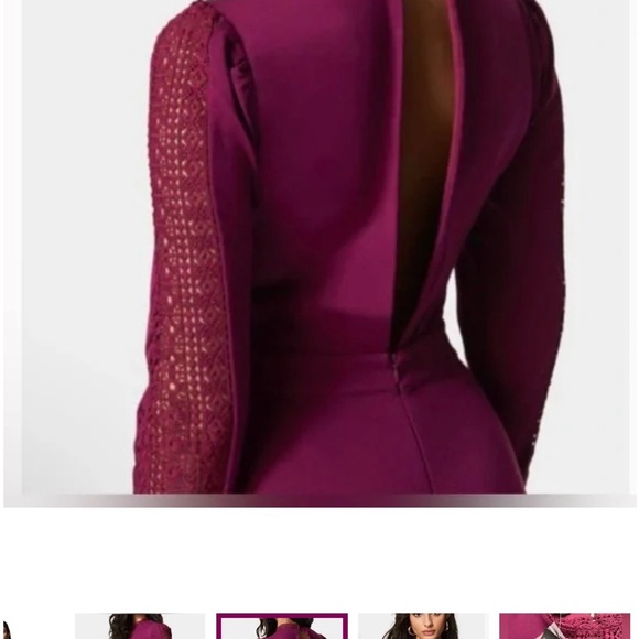 bebe Plum Lace-Inset Long Sleeve Romper - Picture 3 of 7